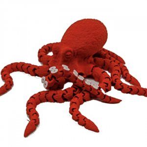 3D Printed Octopus - Customizable, Made to Order Articulated Animal Model (Medium, Red with White Tentacles)